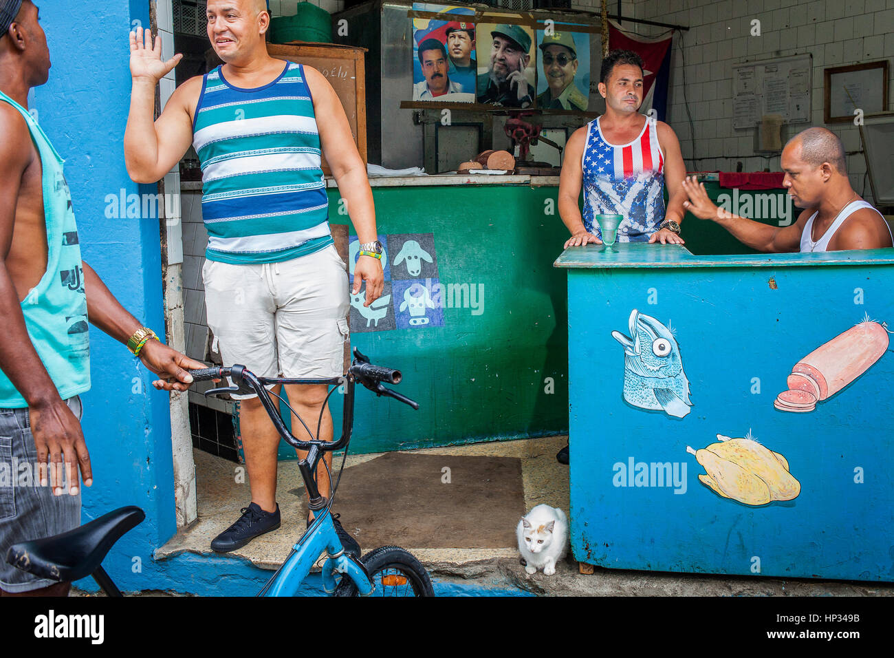 Lebensmittelgeschäft, Geschäft, Einkaufen, Produkte vom Staat zur Verfügung gestellt, zu kontrollierten Preisen, Centro Habana Bezirk, La Habana, Kuba Stockfoto