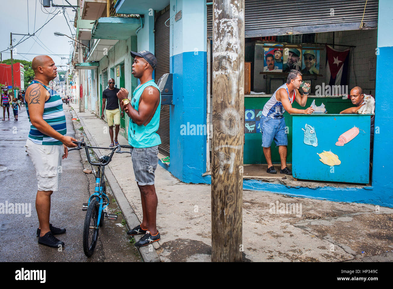 Straßenszene in San Martin Straße, Centro Habana Bezirk, La Habana, Kuba Stockfoto