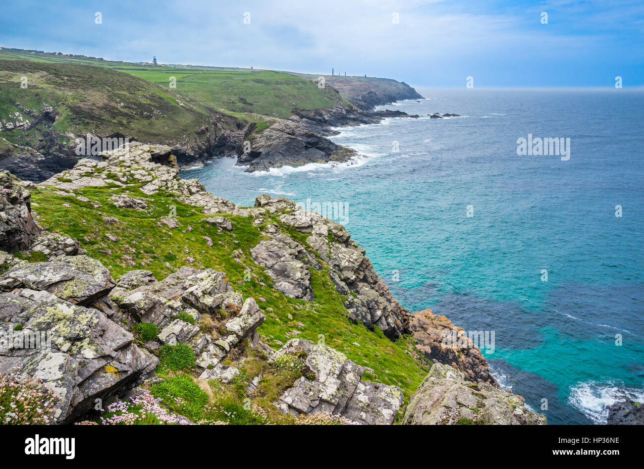 Vereinigtes Königreich, Südwest-England, Cornwall, Penwith Heritage Coast am Leuchtturm Pendeen Watch Stockfoto