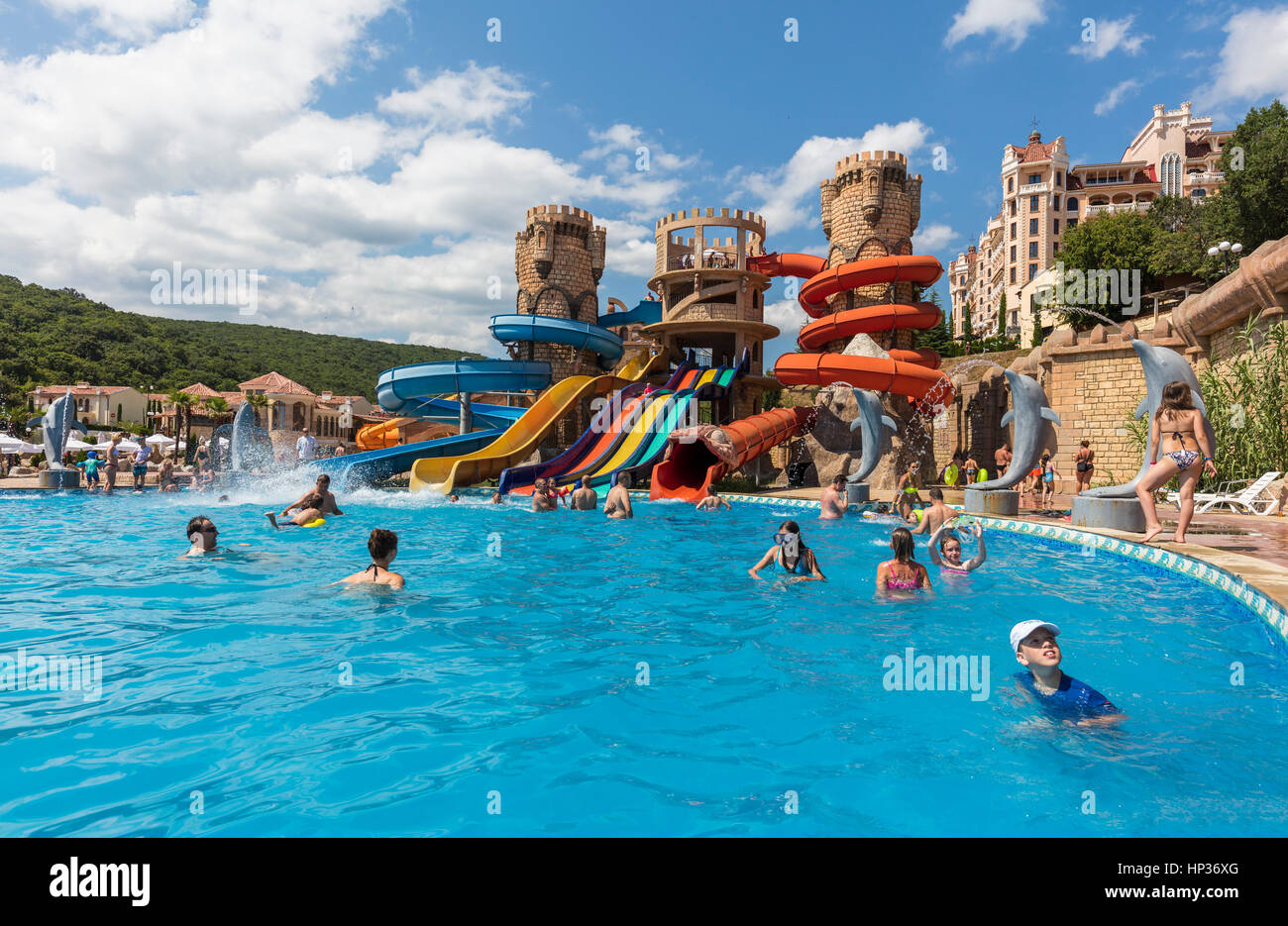 Elenite Summer Village in der Nähe von Nessebar, Bulgarien Stockfoto