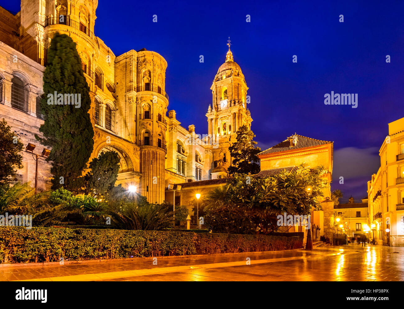 Die Kathedrale von Málaga ist eine Renaissance Kirche zwischen 1528 und 1782 errichtet. Malaga, Spanien. Stockfoto