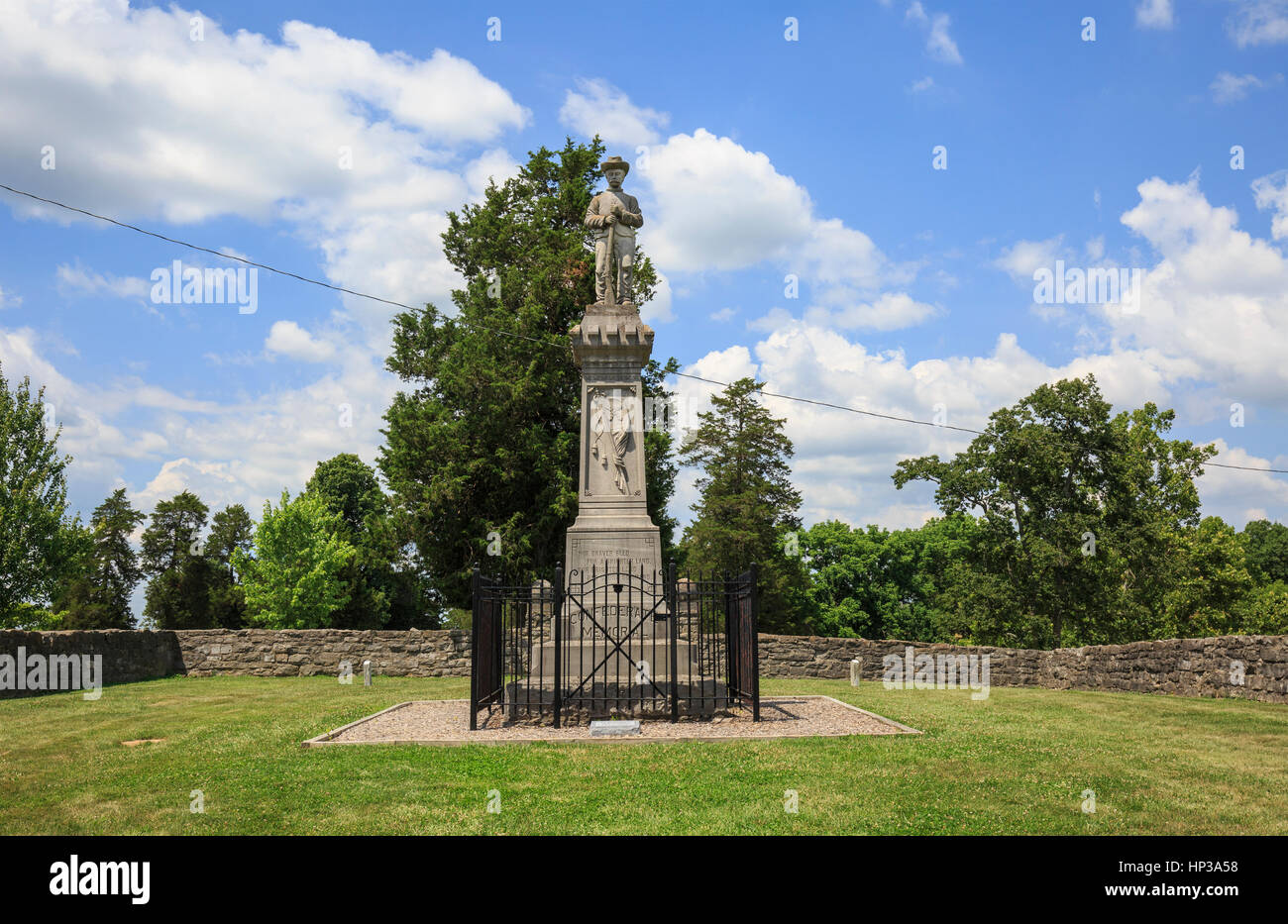 Massengrab für gefallene konföderierte Soldaten am Perryfield Battlefield State Historic Site Stockfoto