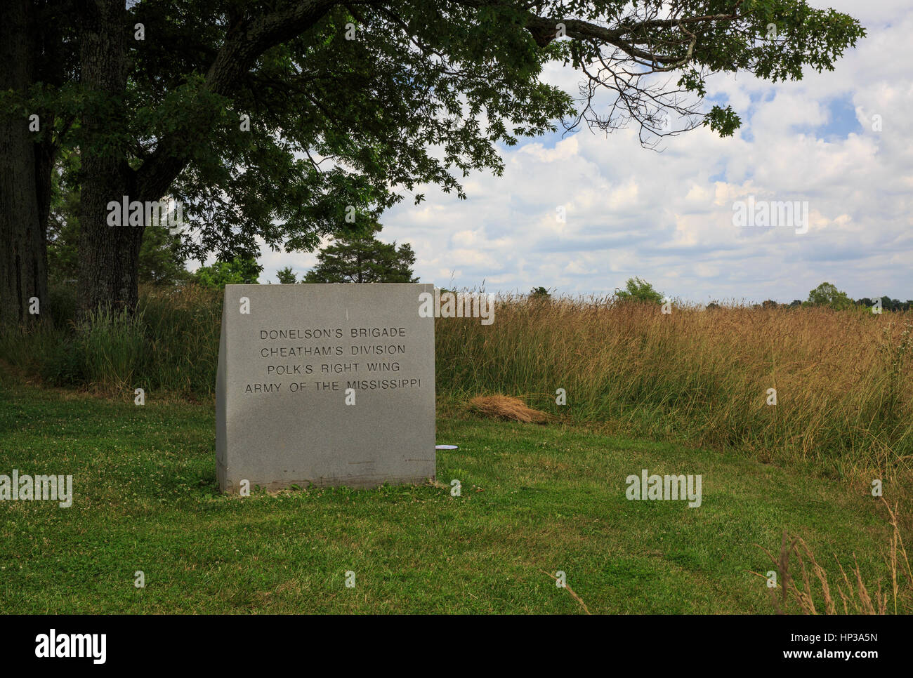 Markierung zeigt den Standort der Armee von der Mississippi in Perryfield Battlefield State Historic Site Stockfoto