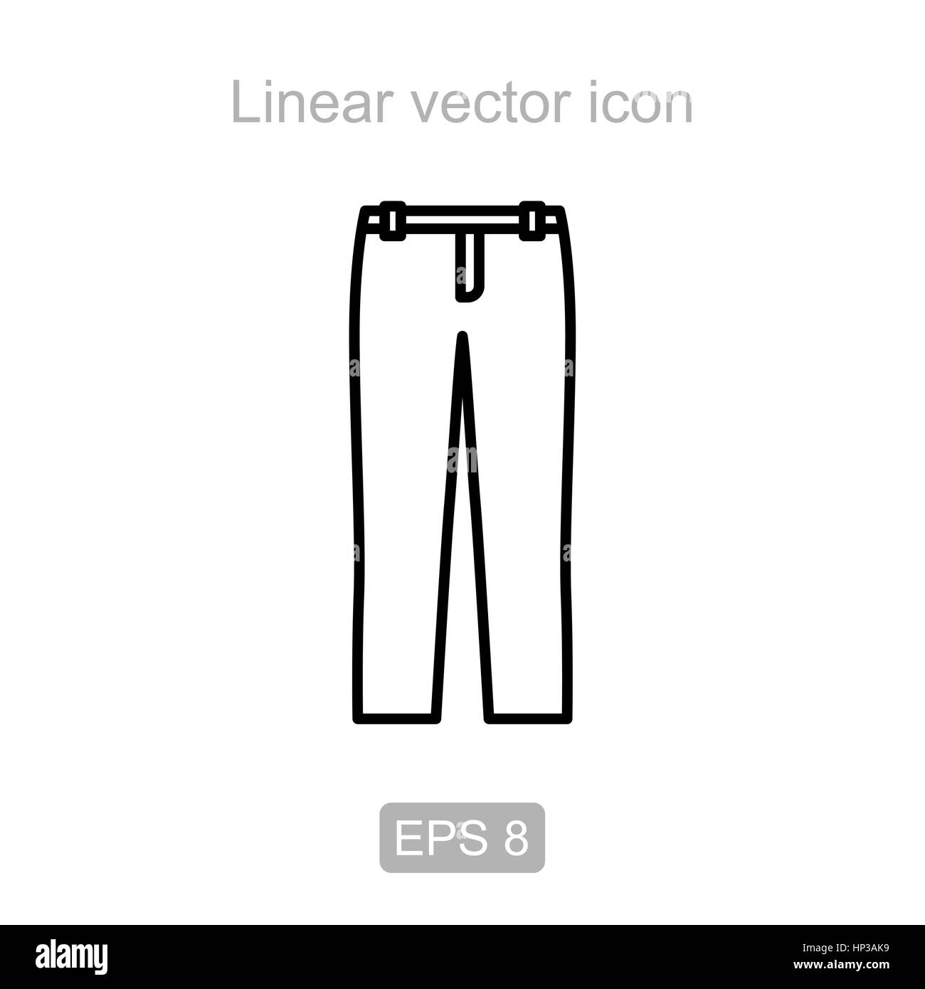 Symbol der Hose in einem linearen Stil Stock Vektor