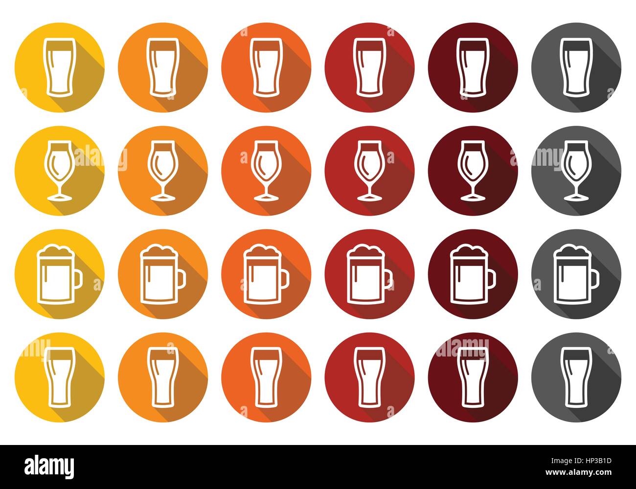 Biergläser verschiedene Symbole Lager, Pils, Bier, Weizenbier, Stout