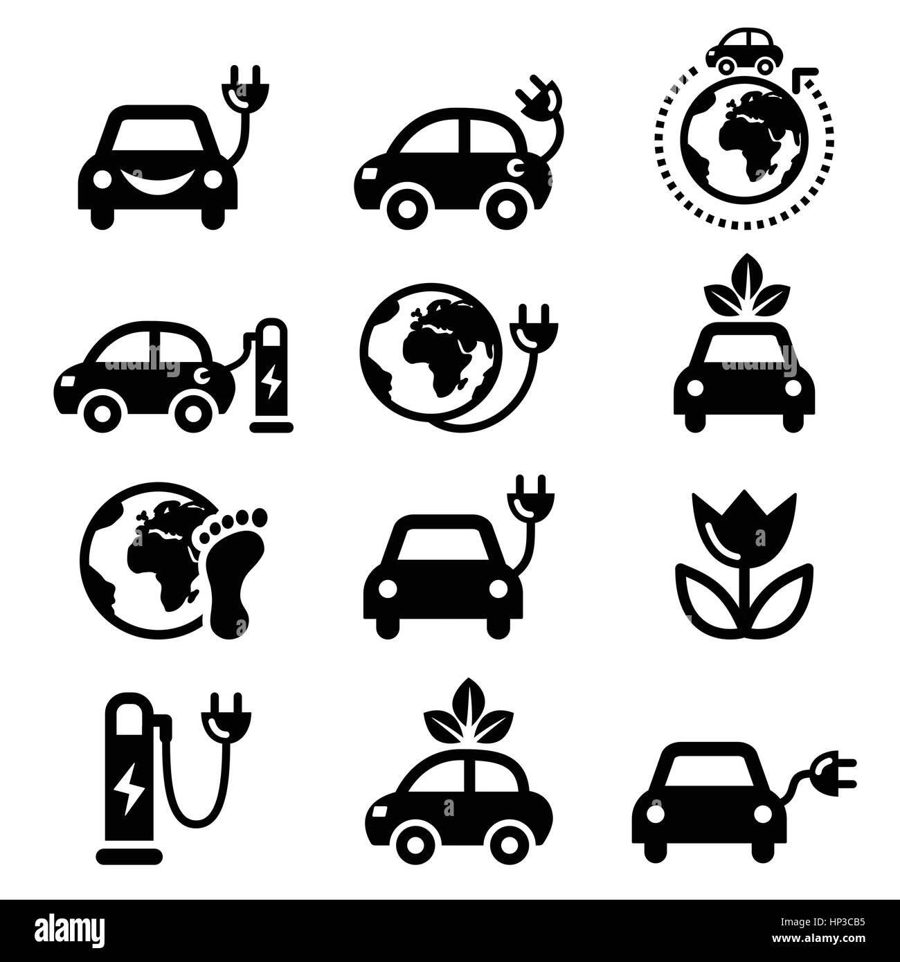 Elektrische Auto, Green oder Eco Symbole Transportgruppe Stock Vektor
