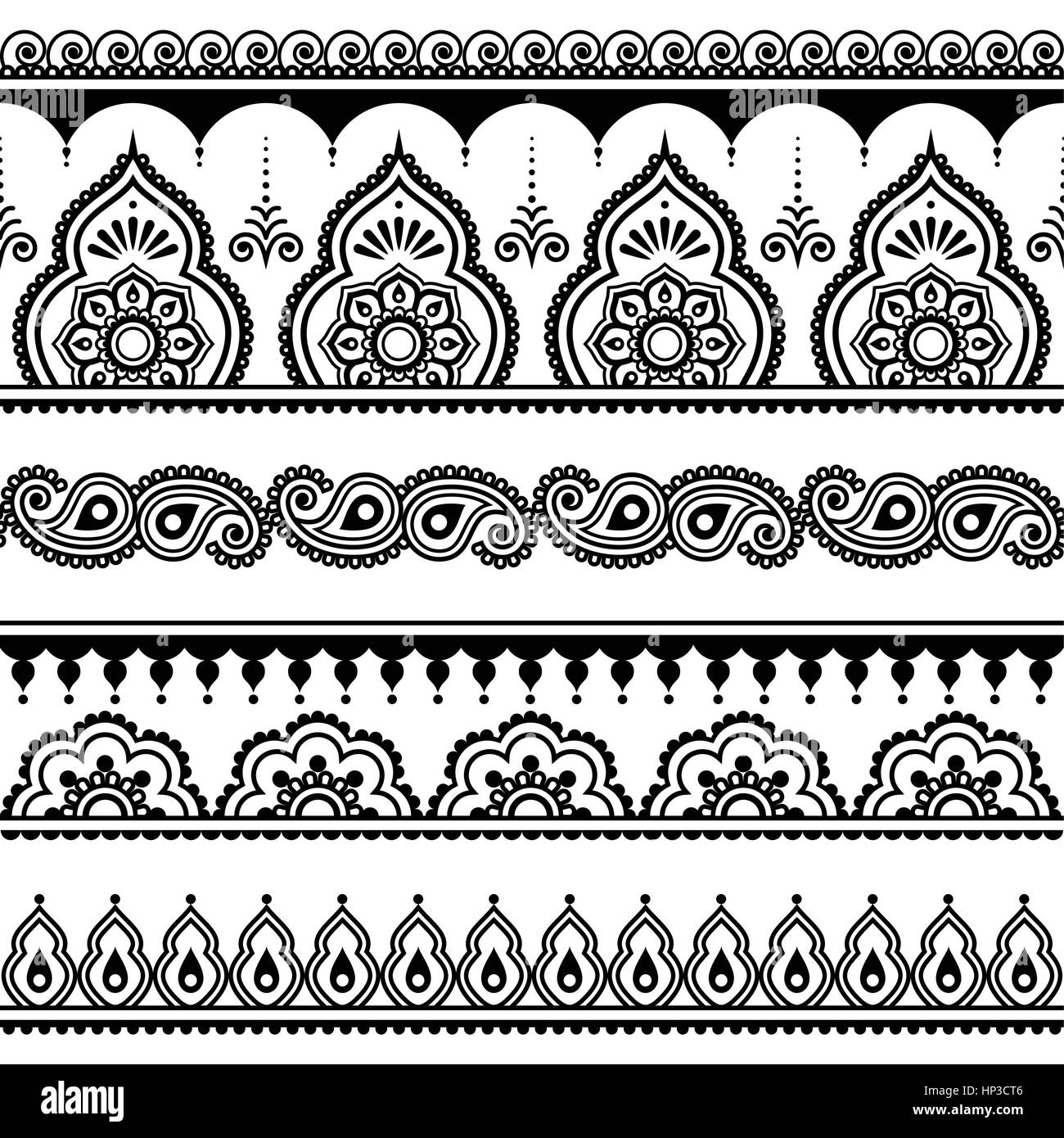 Mehndi Indische Henna Tattoo Nahtloses Muster Design Elemente Vector Ornament Traditionellen Stil Auf Weiss Zu Orientieren Stock Vektorgrafik Alamy