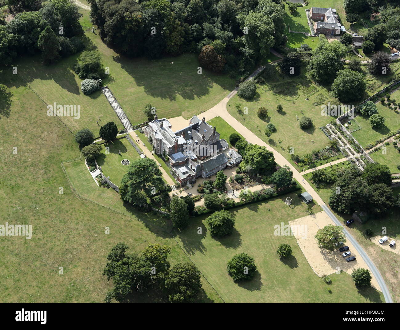 Luftaufnahme des Nunwell House und seine Gärten auf der Isle Of Wight Stockfoto