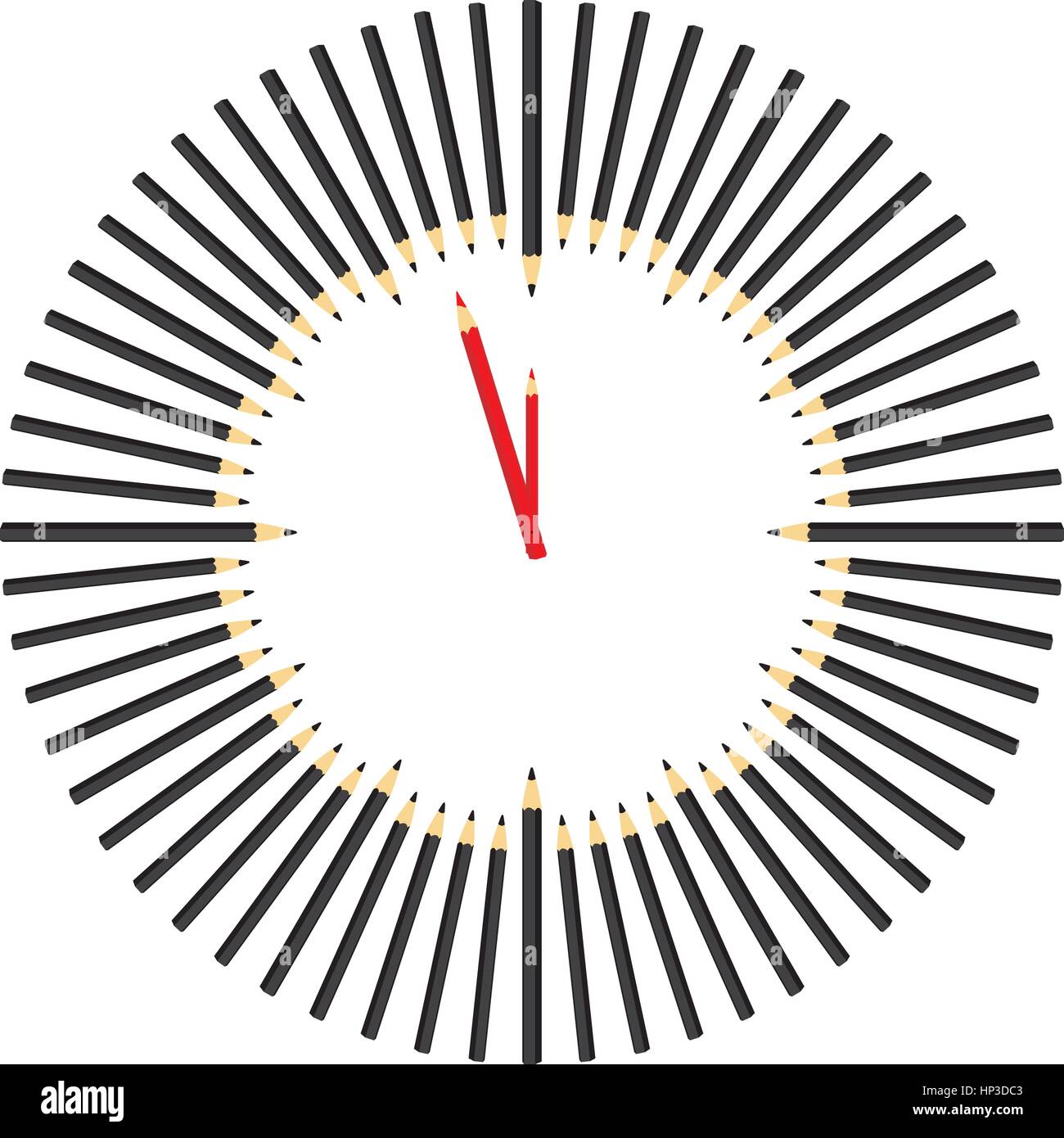 Illustrationen, die Stunden bestehend aus Bleistiften Stock Vektor