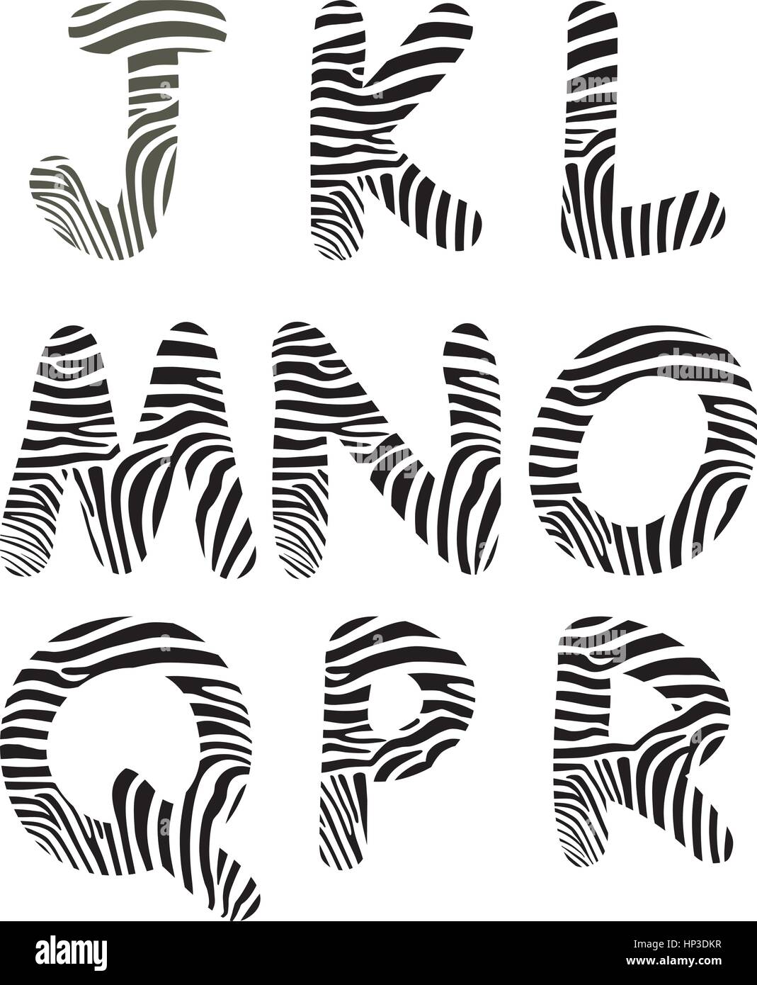 Schriftart, bestehend aus Zebra camouflage Stock Vektor