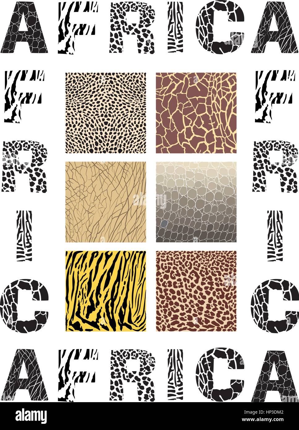 Vektor-Illustration Afrika - Hintergrund mit Text und Textur Wildtier Stock Vektor