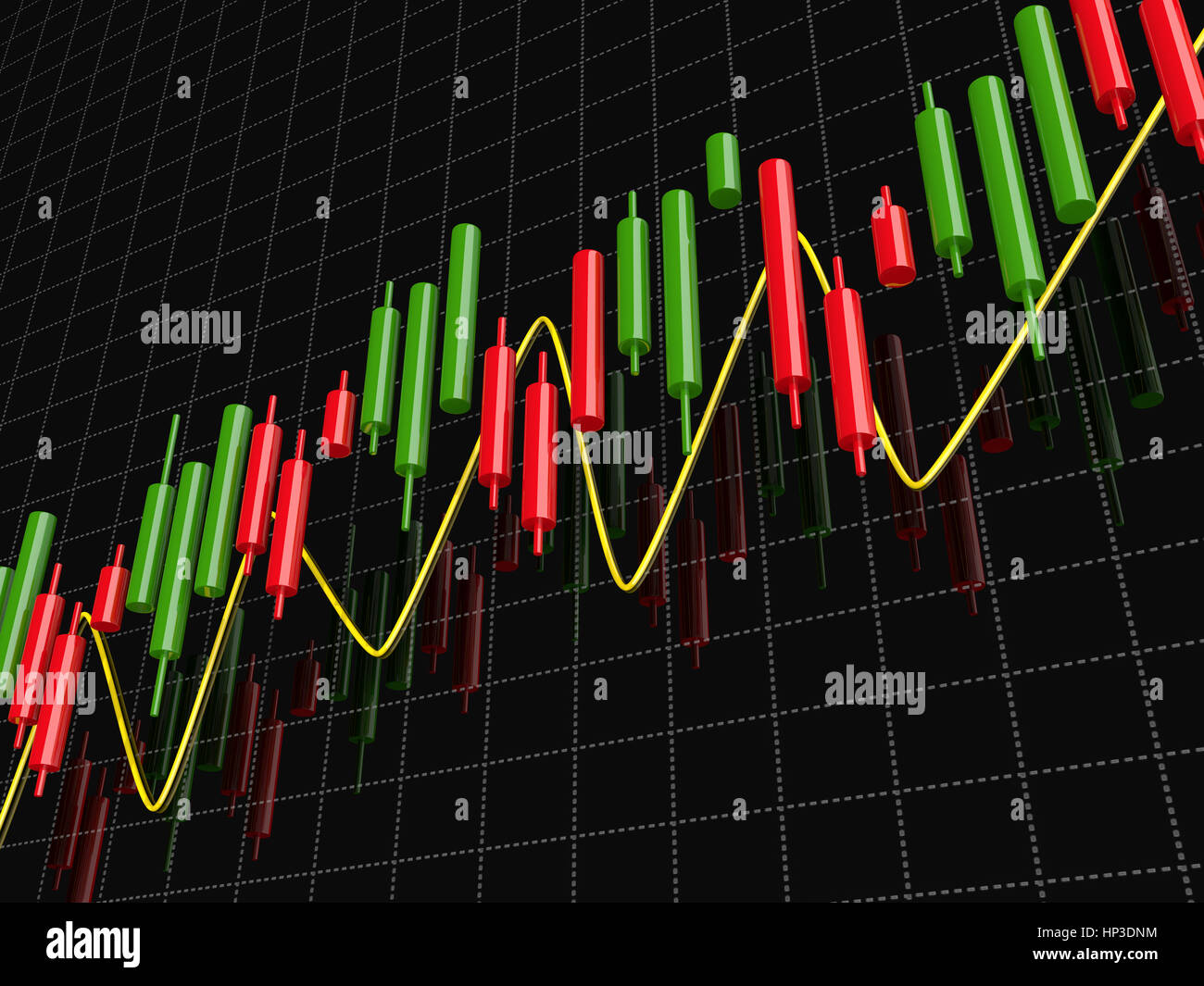 3d Rendering Des Forex Index Candlestick Chart Auf Dunklem - 