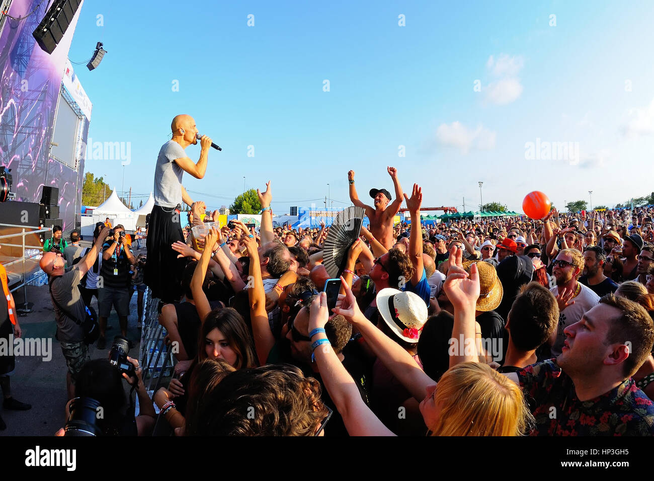 Spanien - 17 Juli: James (britische Rock-Band aus Manchester) Auftritt beim FIB Festival am 17. Juli 2014 in Benicassim, Spanien. Stockfoto