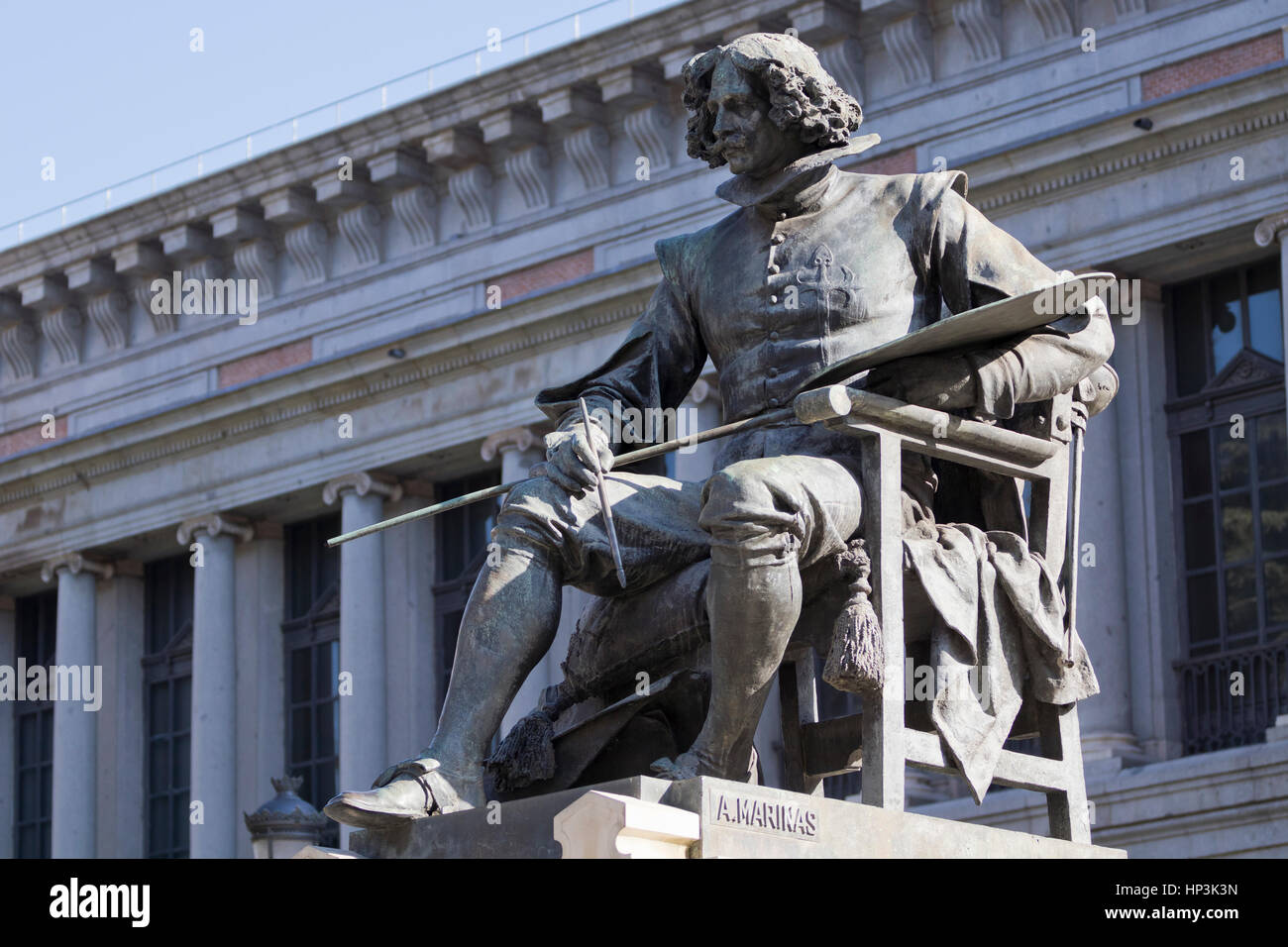 Diego Velazquez-Statue im Museum Prado in Madrid (Spanien). Stockfoto