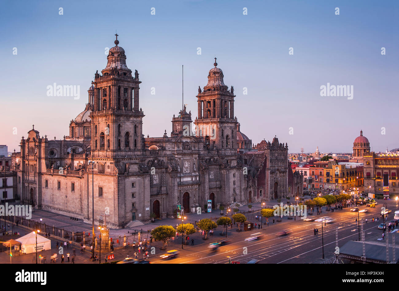 Die Kathedrale in Plaza De La Constitución, El Zocalo, Zocalo Quadrat, Mexiko-Stadt, Mexiko Stockfoto