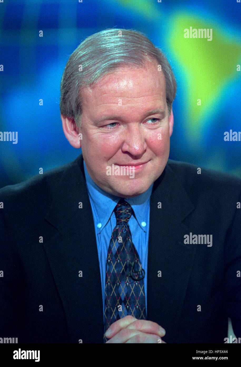 Ehemalige weiße Haus Sprecher Mike McCurry bespricht Bemerkungen machte er früher bei einem BBC-Interview auf Präsident Clinton während NBC Meet the Press 27. Dezember 1998 in Washington, DC. Stockfoto