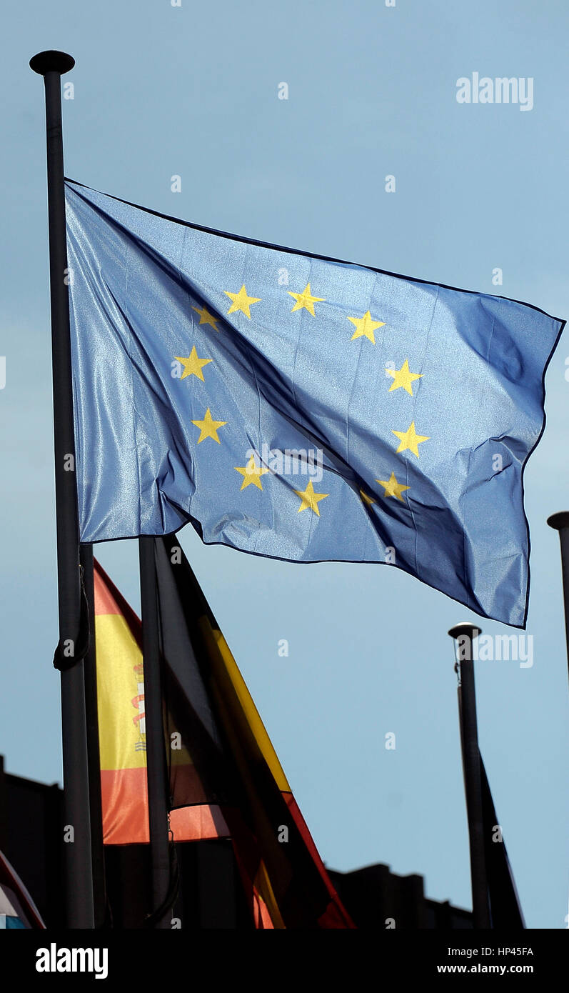 Illustrattion der Europäischen Union Mitglied Länderflaggen in Luxemburg Stockfoto
