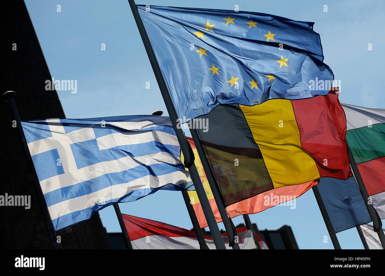 Illustrattion der Europäischen Union Mitglied Länderflaggen in Luxemburg Stockfoto