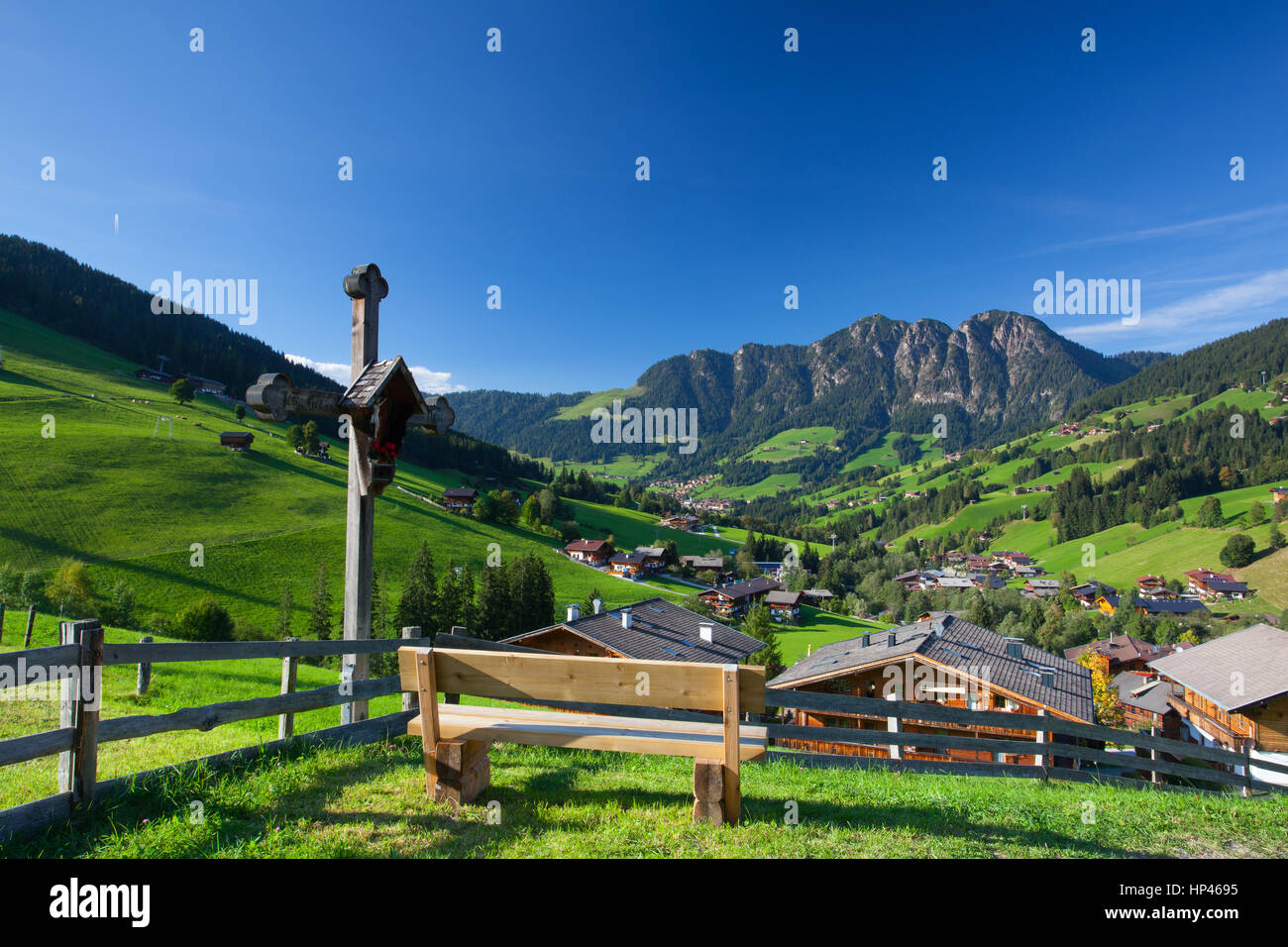 Der Ortsteil Inneralpbach im Alpbachtal, Österreich, Tirol Stockfoto