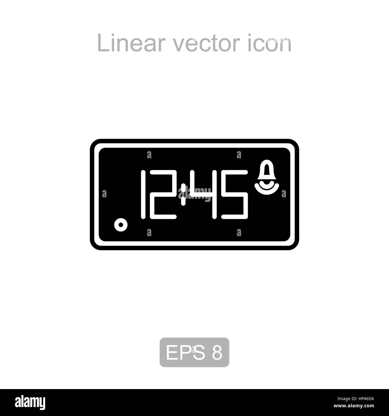 Symbol der elektronischen Uhr - in einem linearen Stil schwarz Stockfoto