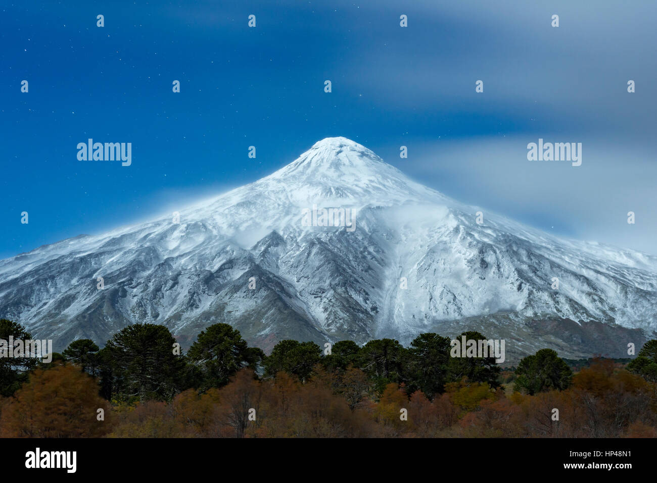 Lanin Vulkan, Chile und Argentinien Grenze. Stockfoto