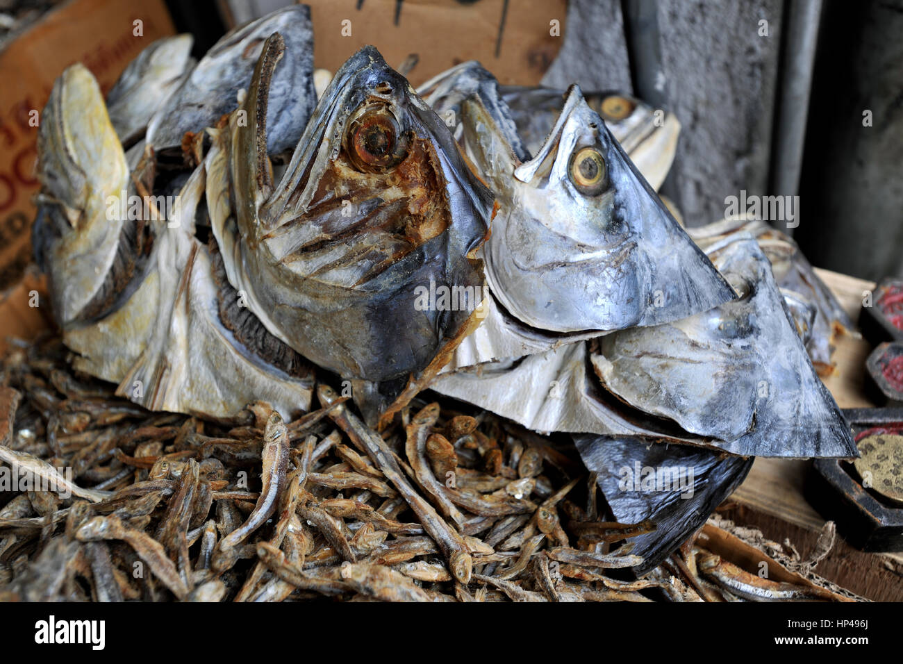 Trocken Sie Fisch Köpfe, Ski Lanka, Asien Stockfoto