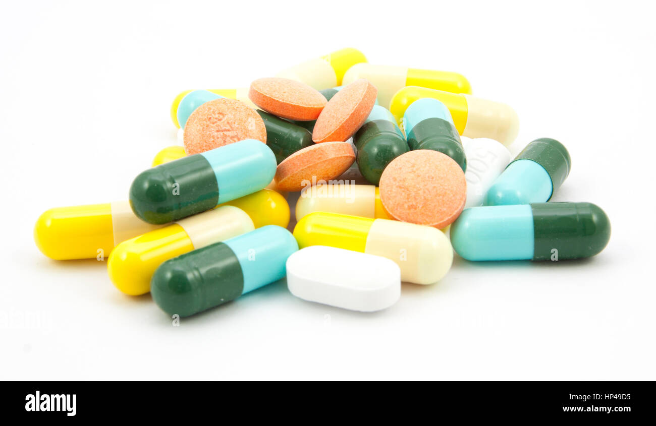 viele Pillen Medikamente Stockfoto