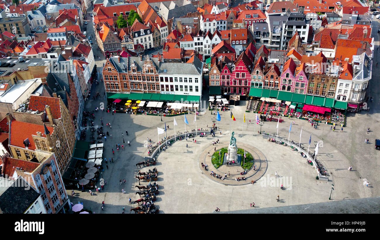Brugge Stadtzentrum: Blick vom Glockenturm, Brugge, Belgien Stockfoto