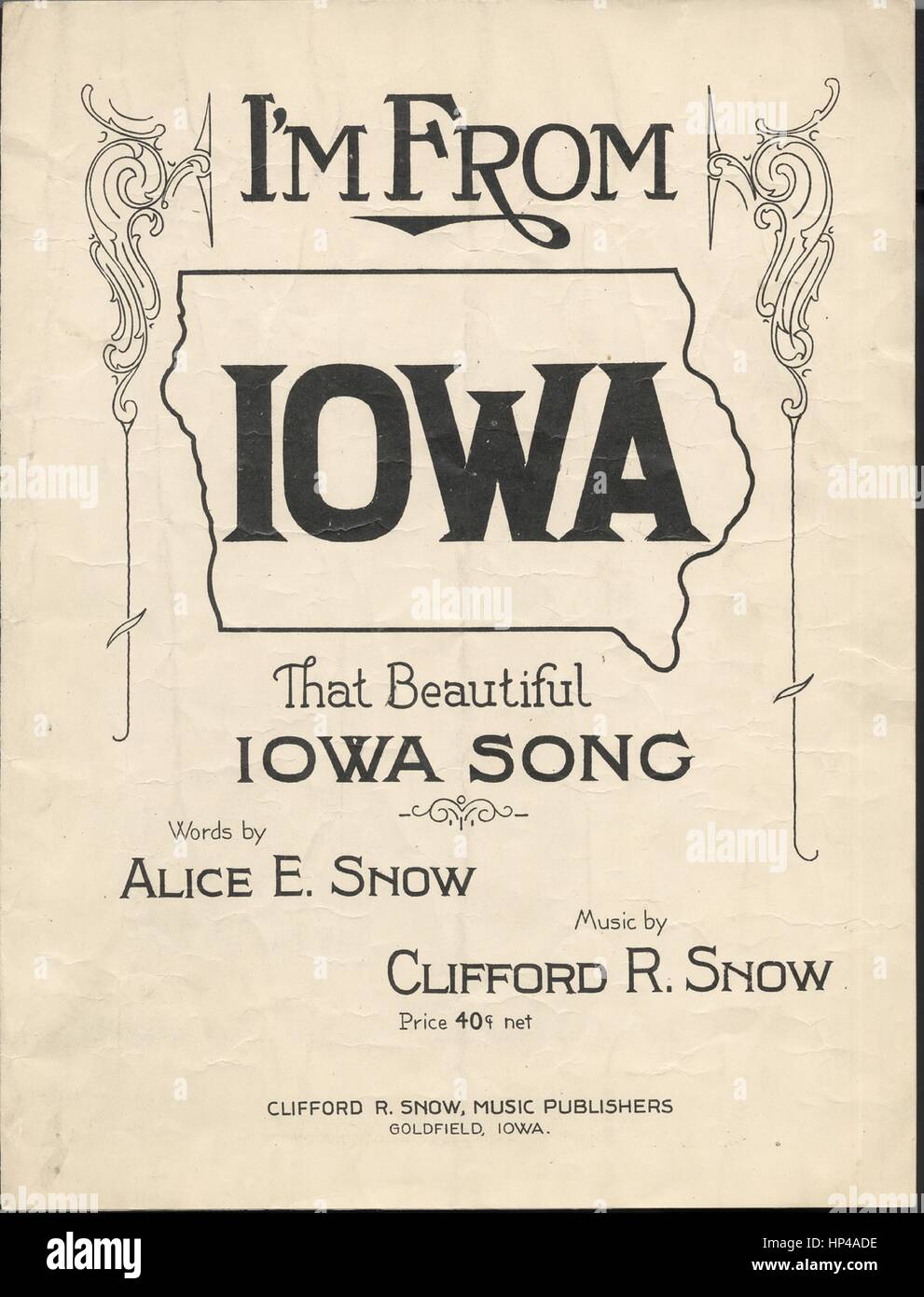 Sheet Music Cover Bild Des Liedes Ich Bin Von Iowa Iowa Lied