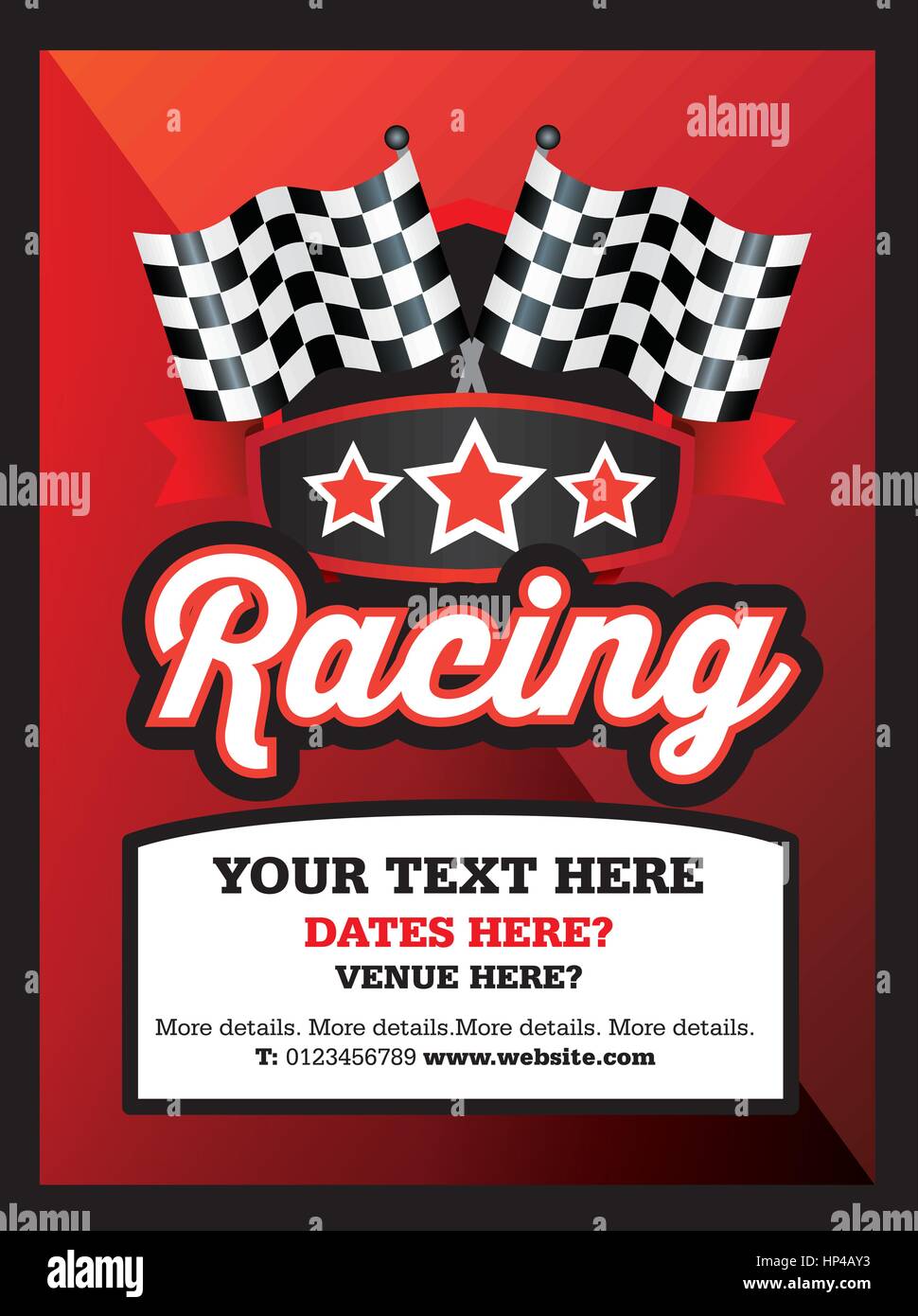 Plakat Ad Werbung, Marketing oder Promotion-Flyer für eine Motorsport Racing Club oder ein Ereignis Stock Vektor