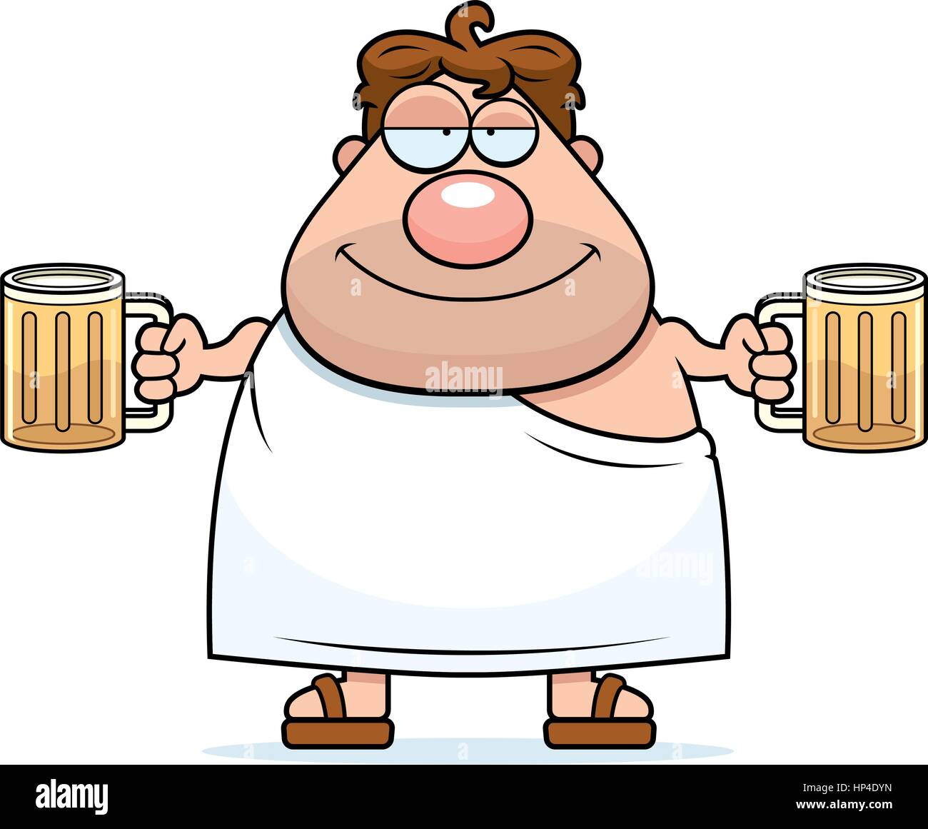 Ein glückliches Cartoon Frat Jungen mit zwei Bier. Stock Vektor