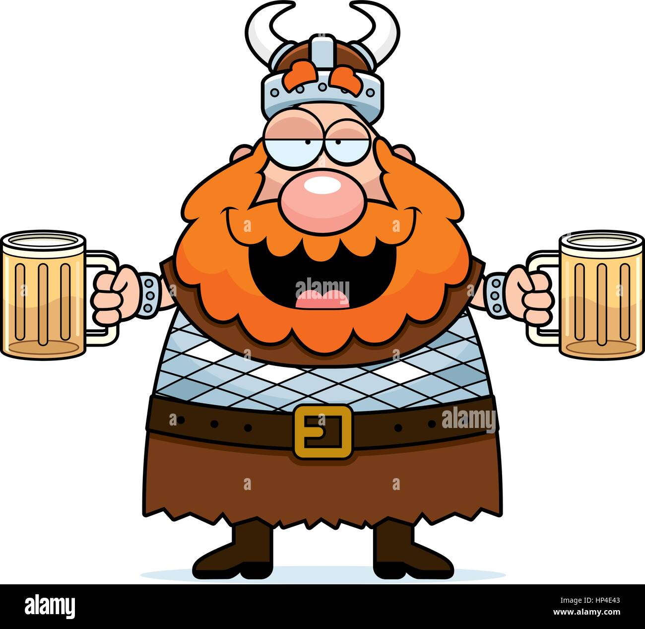 Ein glückliches Cartoon Viking betrunken auf Bier. Stock Vektor