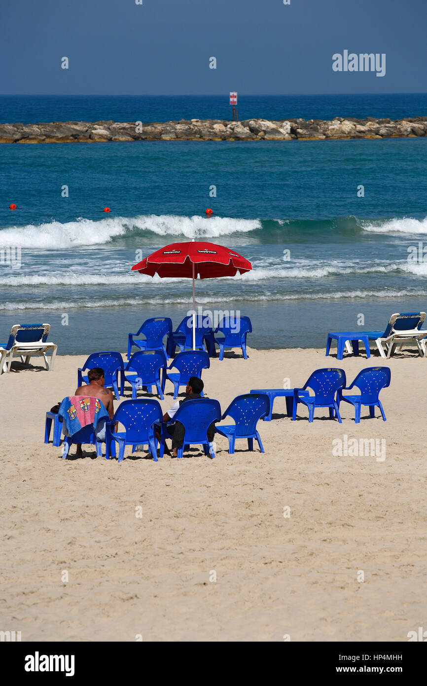 So liege am Strand, tel Aviv, israel Stockfoto