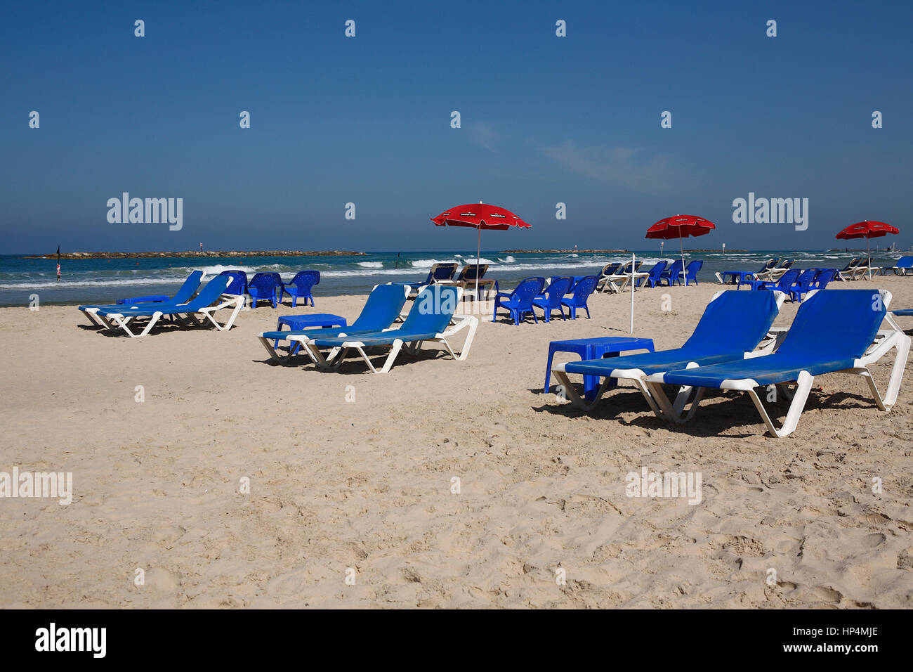 So liege am Strand, tel Aviv, israel Stockfoto