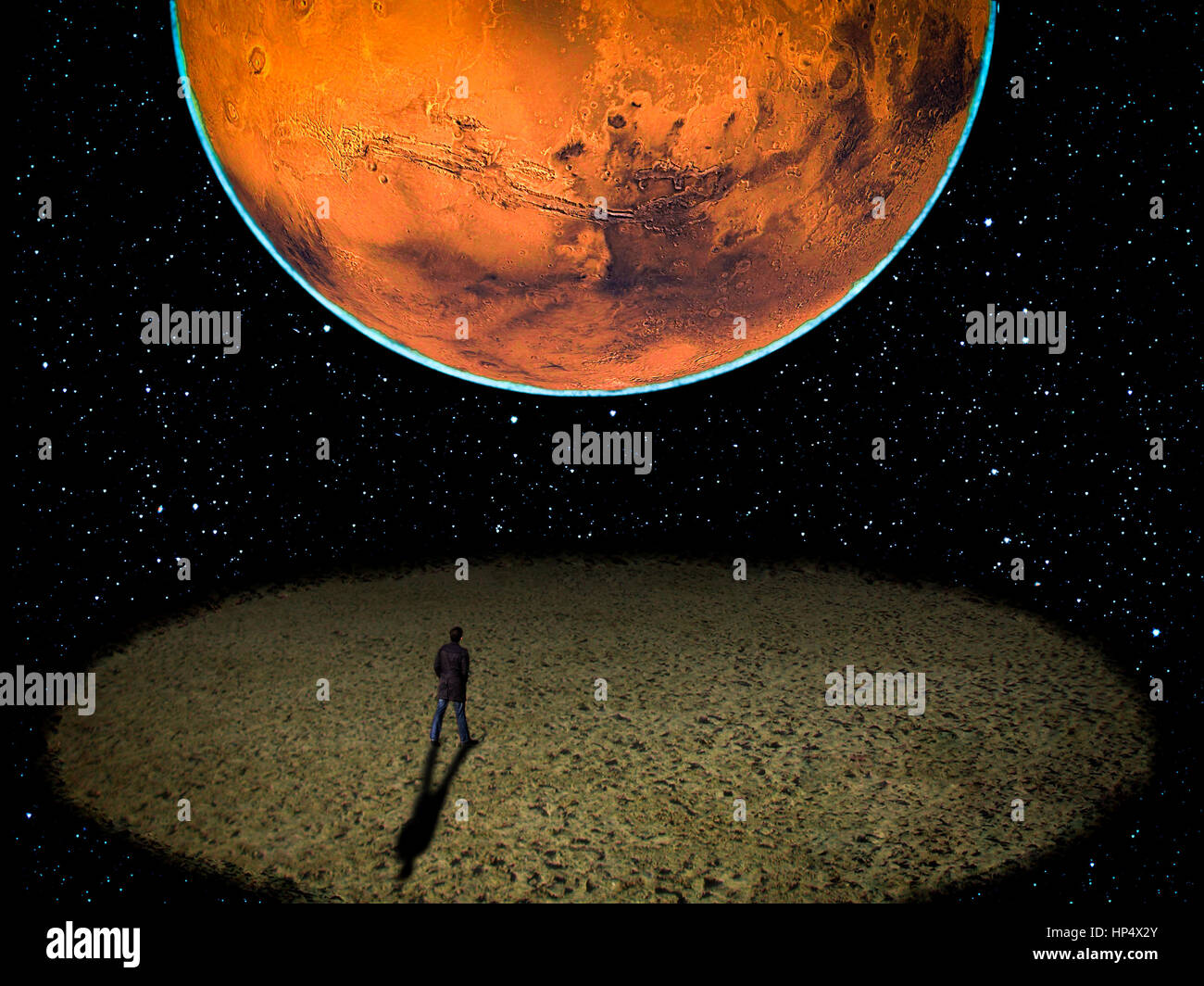 Einsamkeit Raum kleine Person Stockfoto