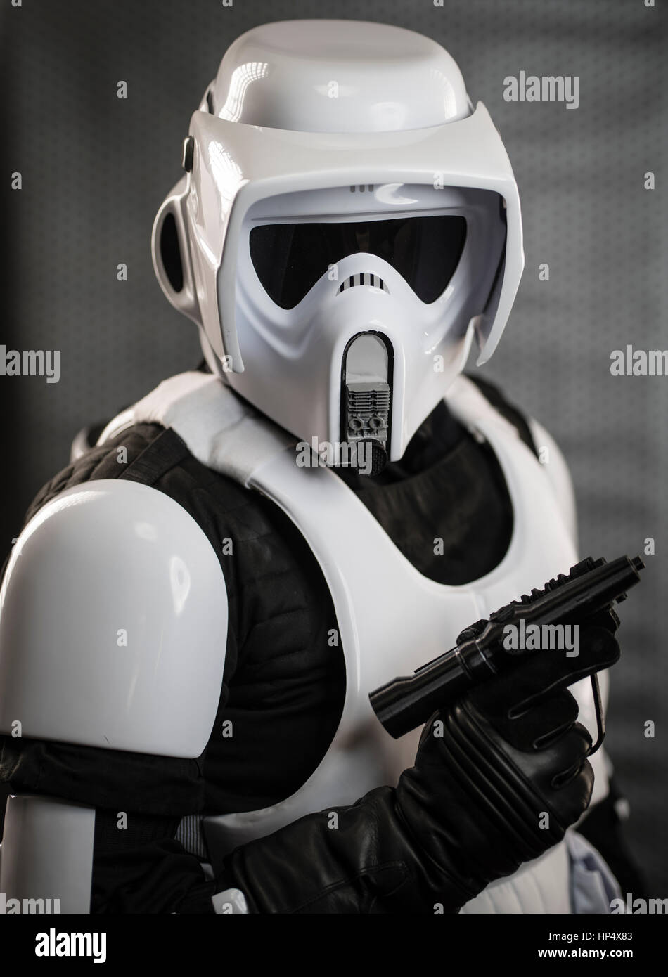 Scout Trooper Kostüm aus Star Wars Rückkehr der Jedi-Film / Film Stockfoto
