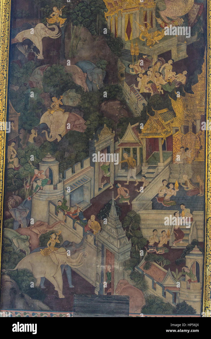 Buddhistischer Tempel des sich zurückneigenden Buddha (Wat Pho) in Bangkok, Thailand Stockfoto