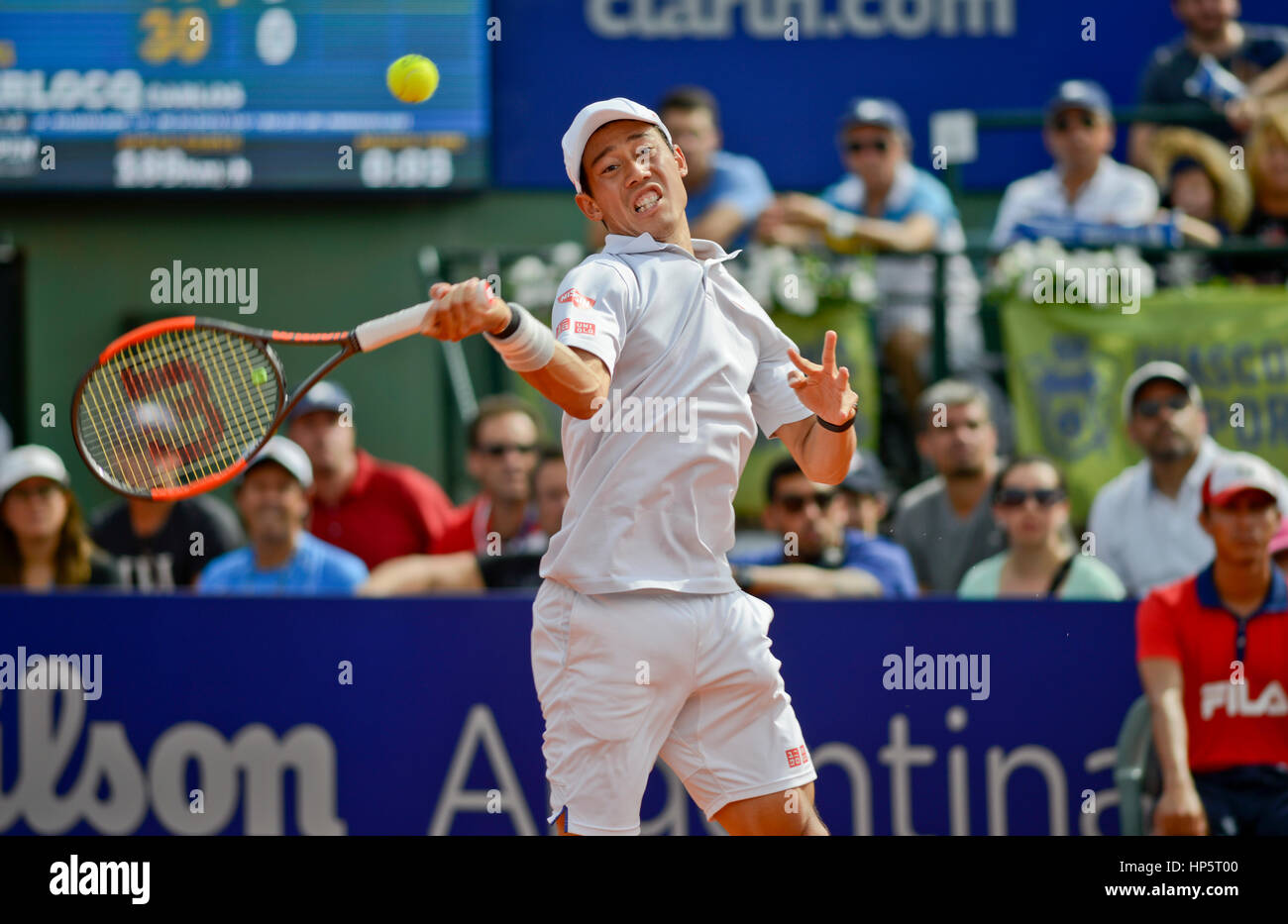 Argentinien. 18. Februar 2017. Kei Nishikori (Japan), Finalist Argentinien Open Tennisturnier. Bildnachweis: Mariano Garcia/Alamy Live-Nachrichten Stockfoto