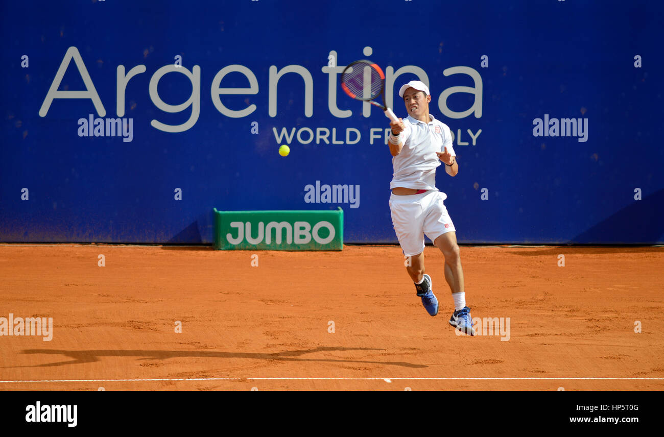 Argentinien. 18. Februar 2017. Kei Nishikori (Japan), Finalist Argentinien Open Tennisturnier. Bildnachweis: Mariano Garcia/Alamy Live-Nachrichten Stockfoto