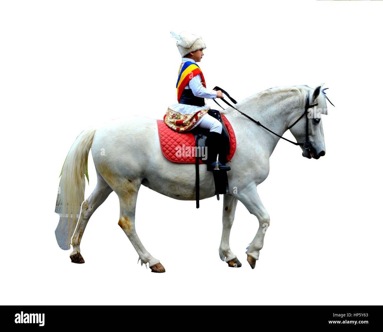 Junge auf der Juni-Parade in Brasov, Transylvania. Stockfoto