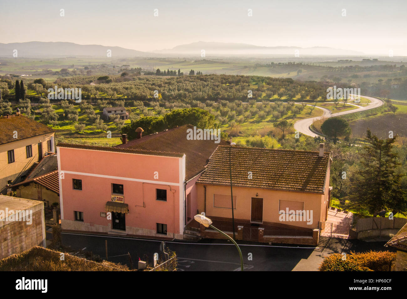 Blick von der Stadt "Magliano in Toscana" in Grosseto Provinz der Toskana, Italien. Stockfoto