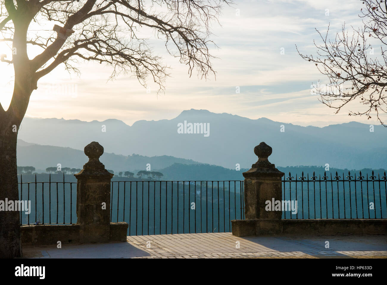 Aussichtspunkt am Park in Ronda, Spanien Stockfoto
