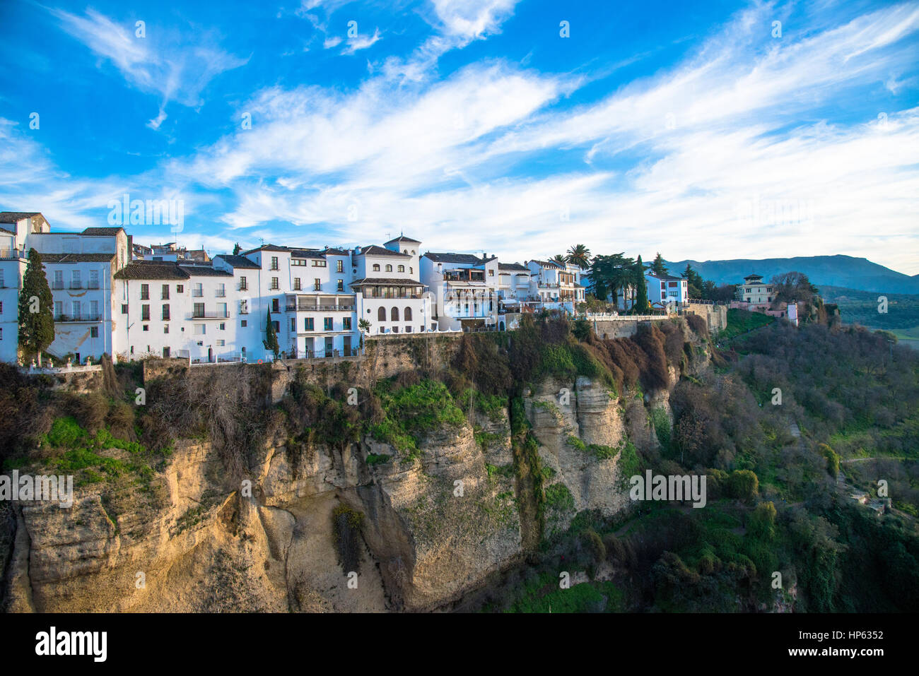 Blick auf Ronda und Klippen Andalucia, Spanien Stockfoto