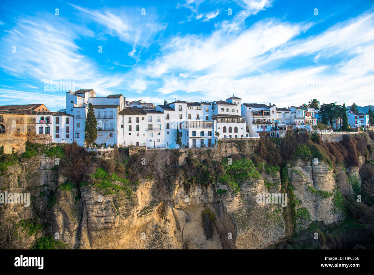 Blick auf Ronda und Klippen Andalucia, Spanien Stockfoto