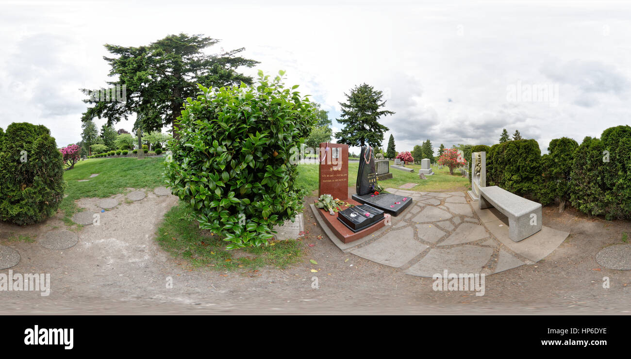 Bruce Lee Bestattungsort im Lakeview Cemetery in Seattle, Washington, USA Stockfoto