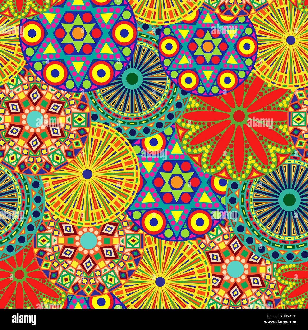 Hellen lebendigen nahtlose Blumenmuster mit verschiedenen bunten bunten geometrischen Blumen, Vektor-Illustration als ein Papier-wrapper Stock Vektor