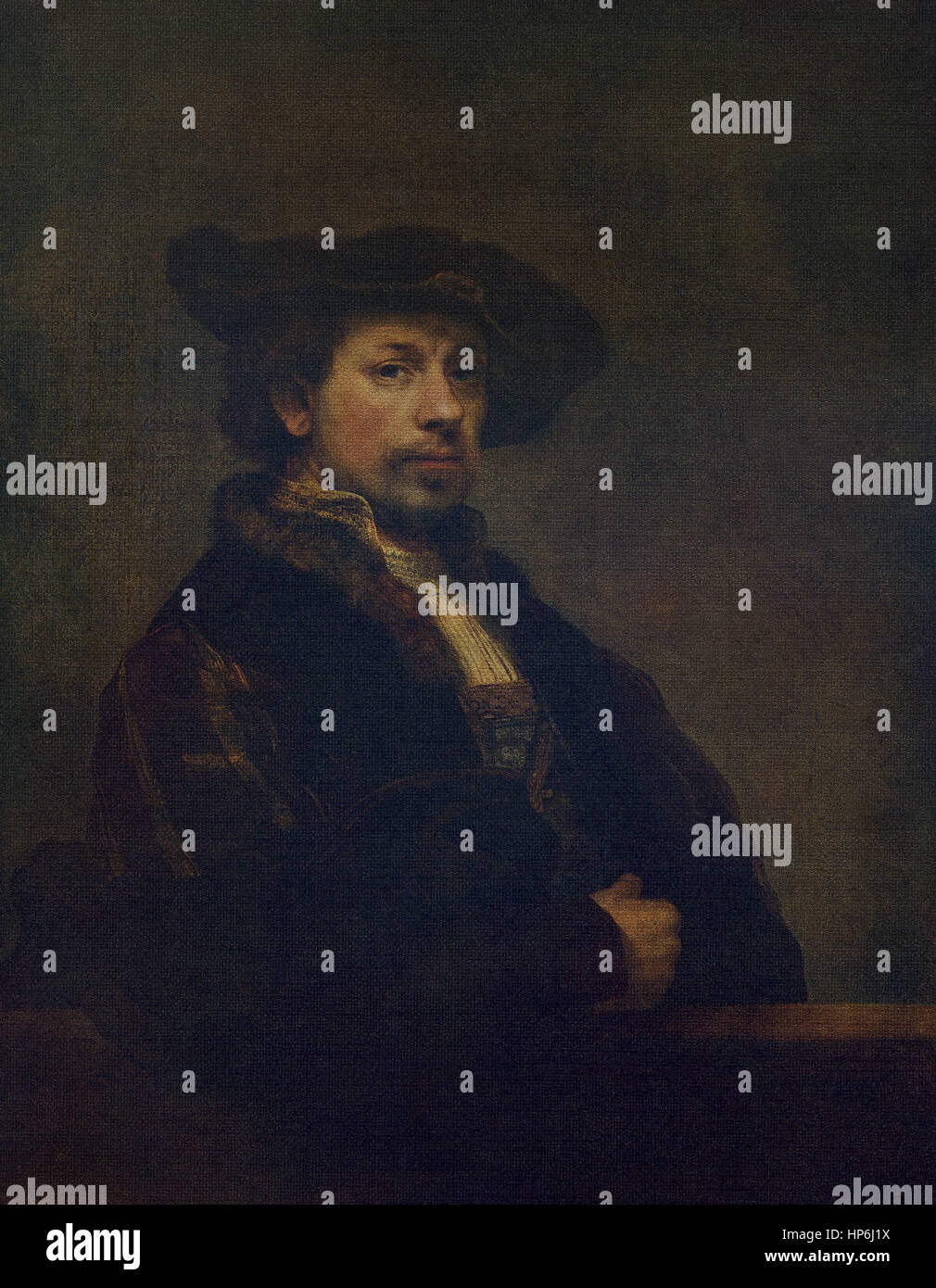 Dieses Selbstporträt des niederländischen Künstlers Rembrandt (1606-1669) wurde im Jahre 1640 gemalt. Es zeigt die Arrtist Griff des Charakters und seiner macht die Persönlichkeit seines Faches vorzuschlagen. Rembrandt ist unter den sechs großen Meistern der Welt gezählt. Stockfoto