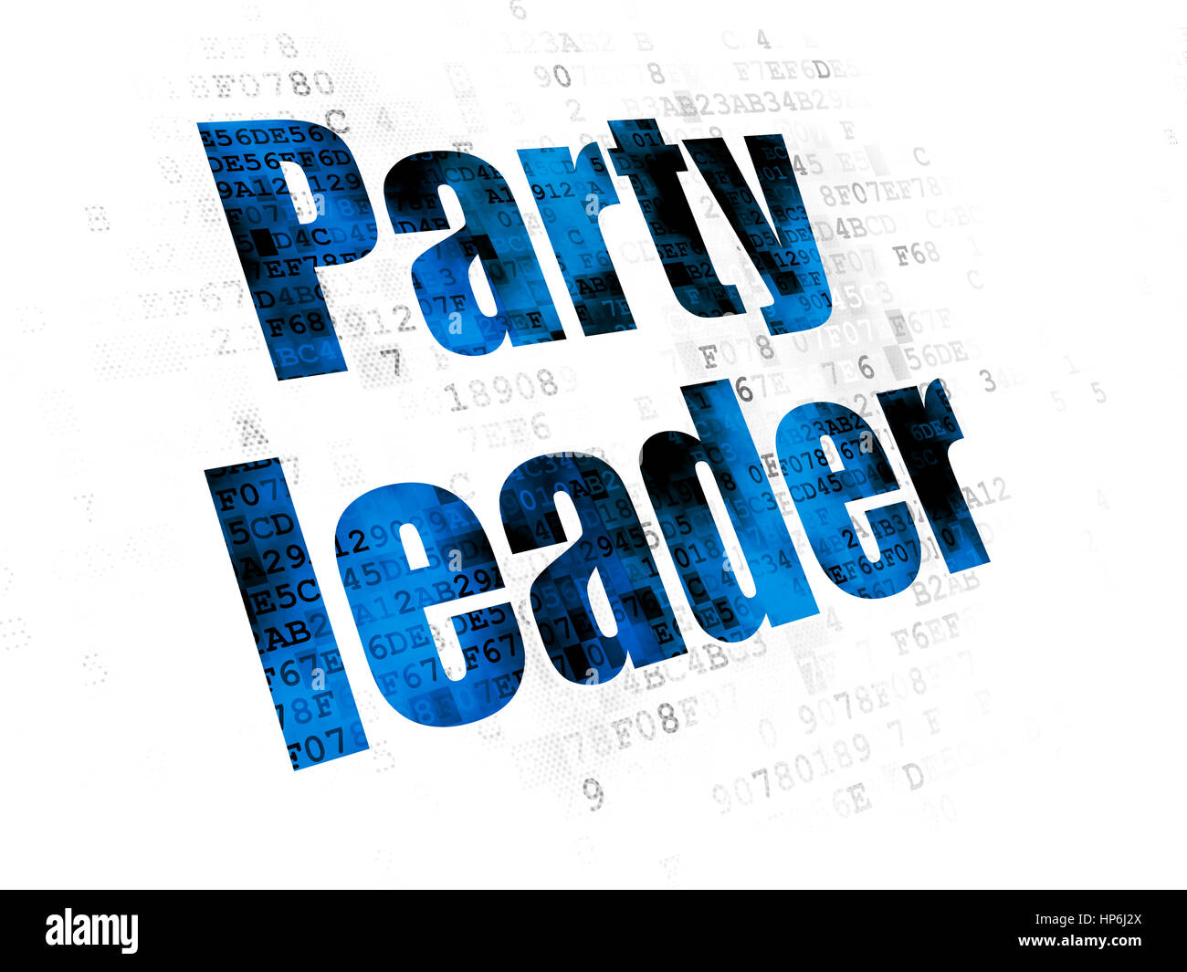 Politisches Konzept: pixelig blauen Text Parteichef auf Digital-Hintergrund Stockfoto