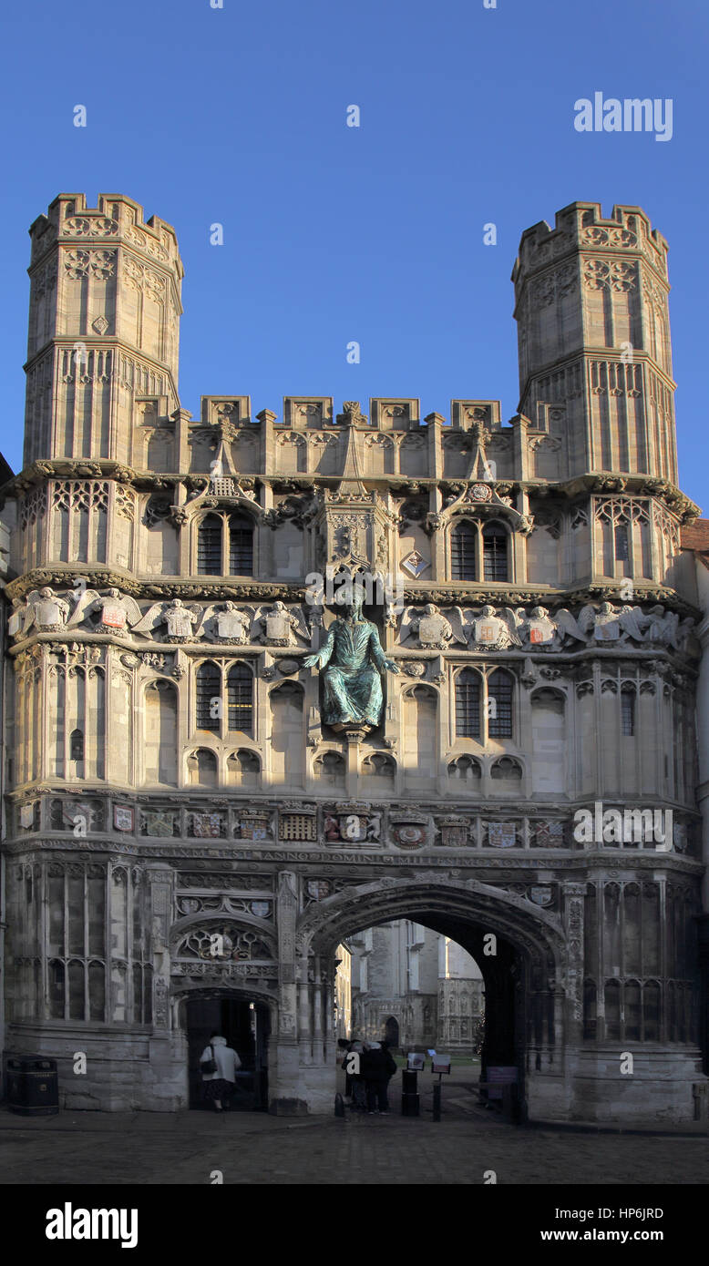 der Eingang zur Kathedrale Canterbury kent Stockfoto