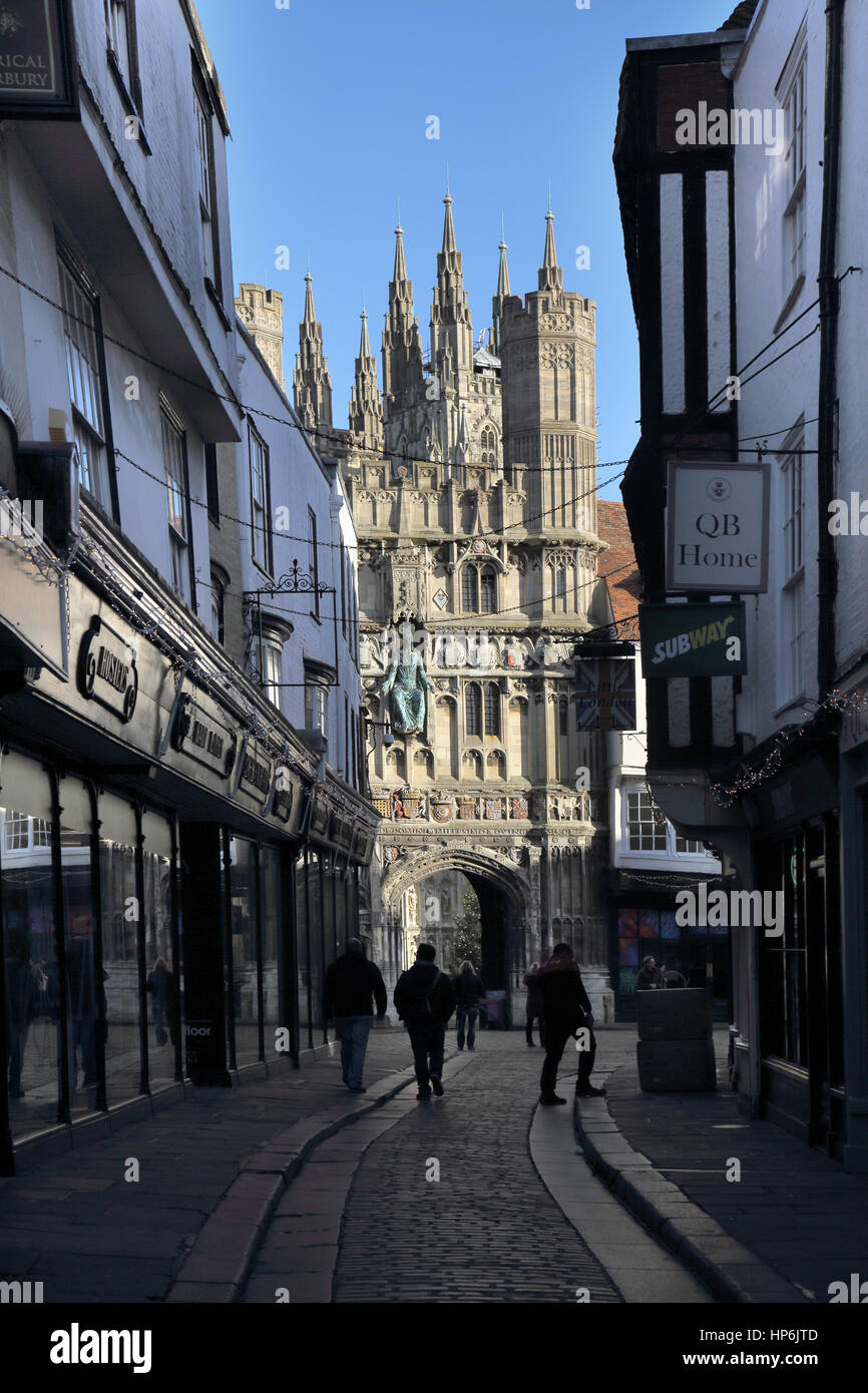 der Eingang zur Kathedrale Canterbury kent Stockfoto